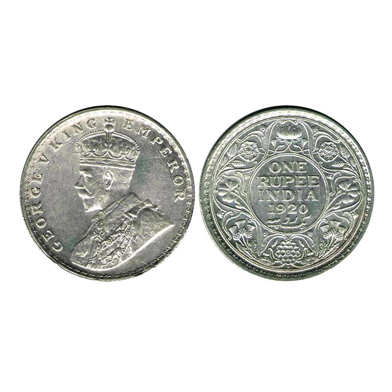 George V, 1 Rupee, Silver, Bombay Mint, 1920, Dot Mint Mark, Pridmore# 226, GK# 1042. Slab