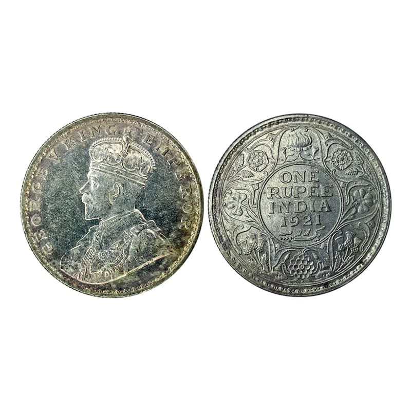 George V, Rupee, Silver, 1921, Bombay mint. Almost Mint State with lustre, Rare in this gr