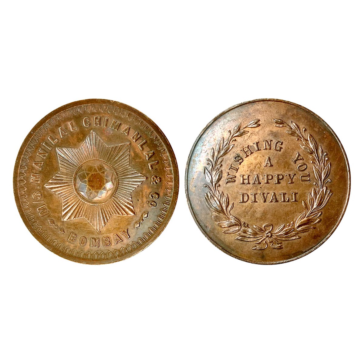 NC Token, Copper, 22.86 g, M/s Manilal Chimanlal & Co. Bombay, with a Star in the obverse.