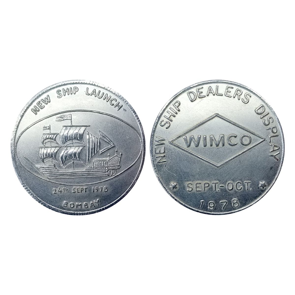 New Ship Launch Token, Silver, 25 g, WIMCO in centre and New Ship Dealers Display / Sept-O