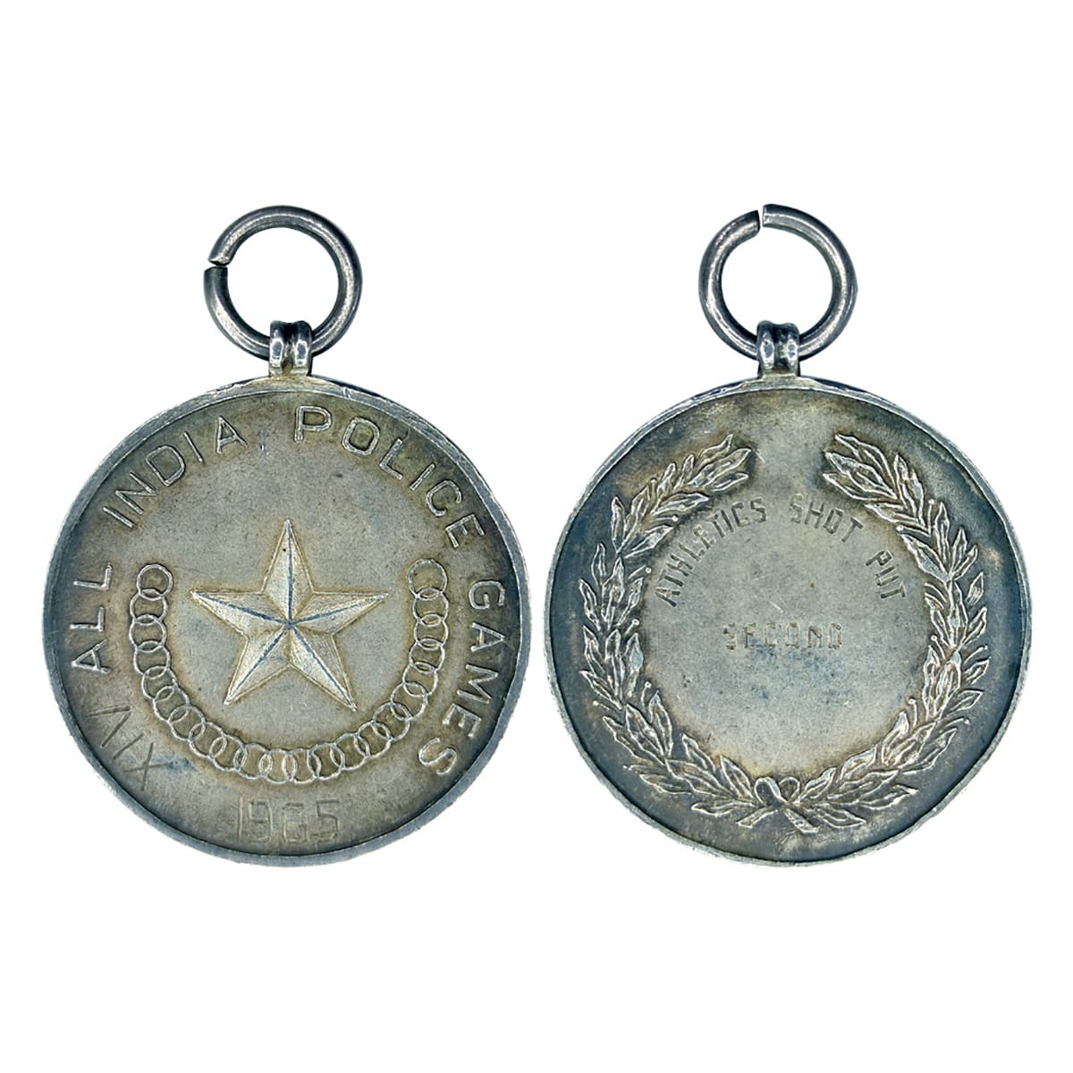 Police Games Medal, Silver, 25 g, a five pointed star and name XIV All India Police Games 