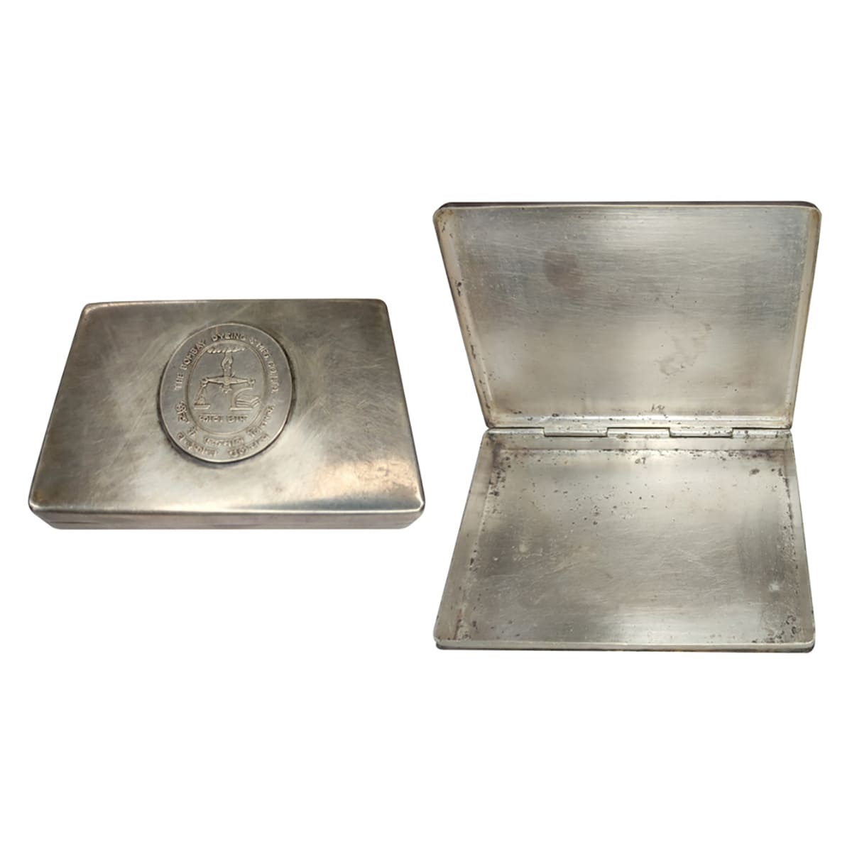 Silver, Cigarratte Case of the Bombay Dying & Manufacturing Co. Ltd., with the name and lo