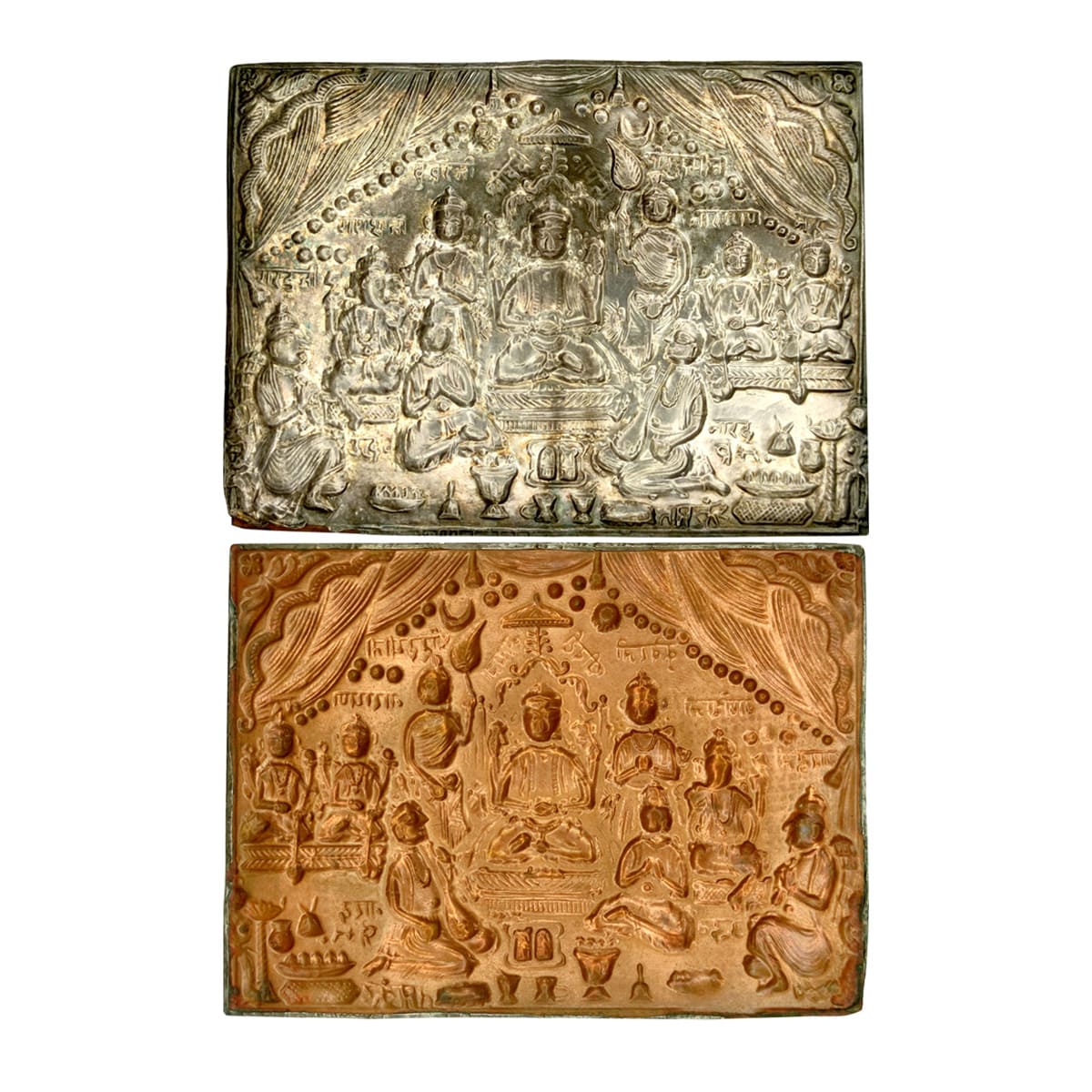 Shri Badrinath Panchayatan (early 20th century), Silver plate over copper, 25 g, the centr