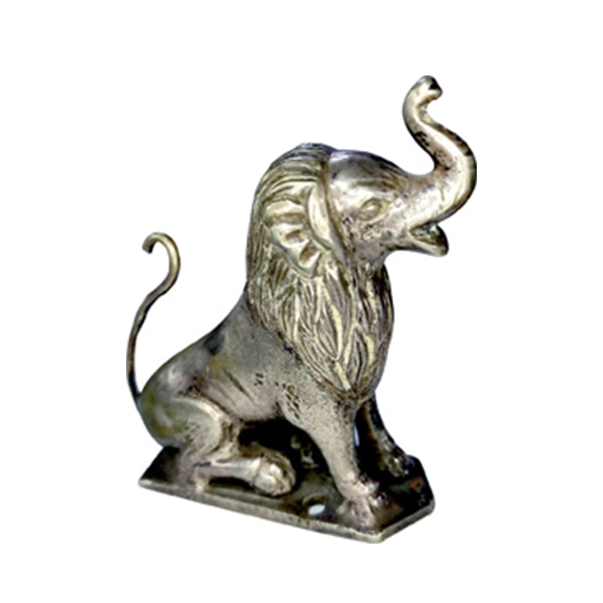 Mythical Elephant-Lion (20th century), German silver, 229 g, a lion seated with the head o