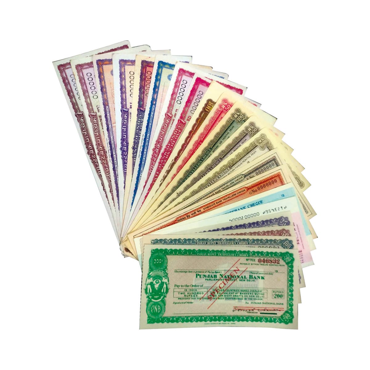 Paper, A collection of 24 numerous Traveller’s Cheques of State Bank of India, Syndicate B