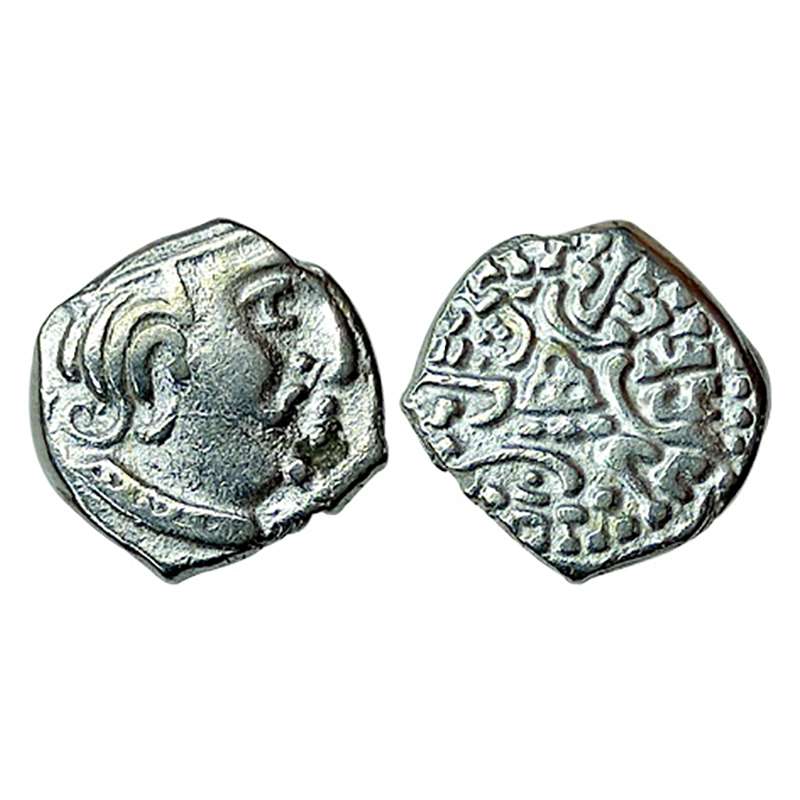 Traikutakas, Dharasena (c. AD 300-350), Silver, Drachma, 2.04 g, Obv: Profile bust of king