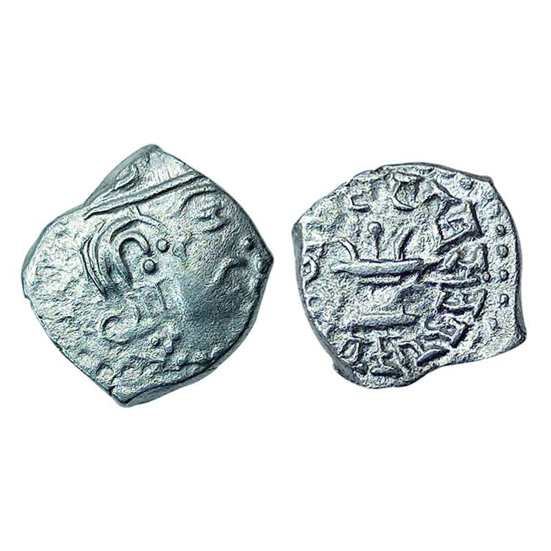 Guptas, Skandagupta, Silver Drachma, 1.65 g, rev. fire altar with Brahmi legend ‘Parambhag