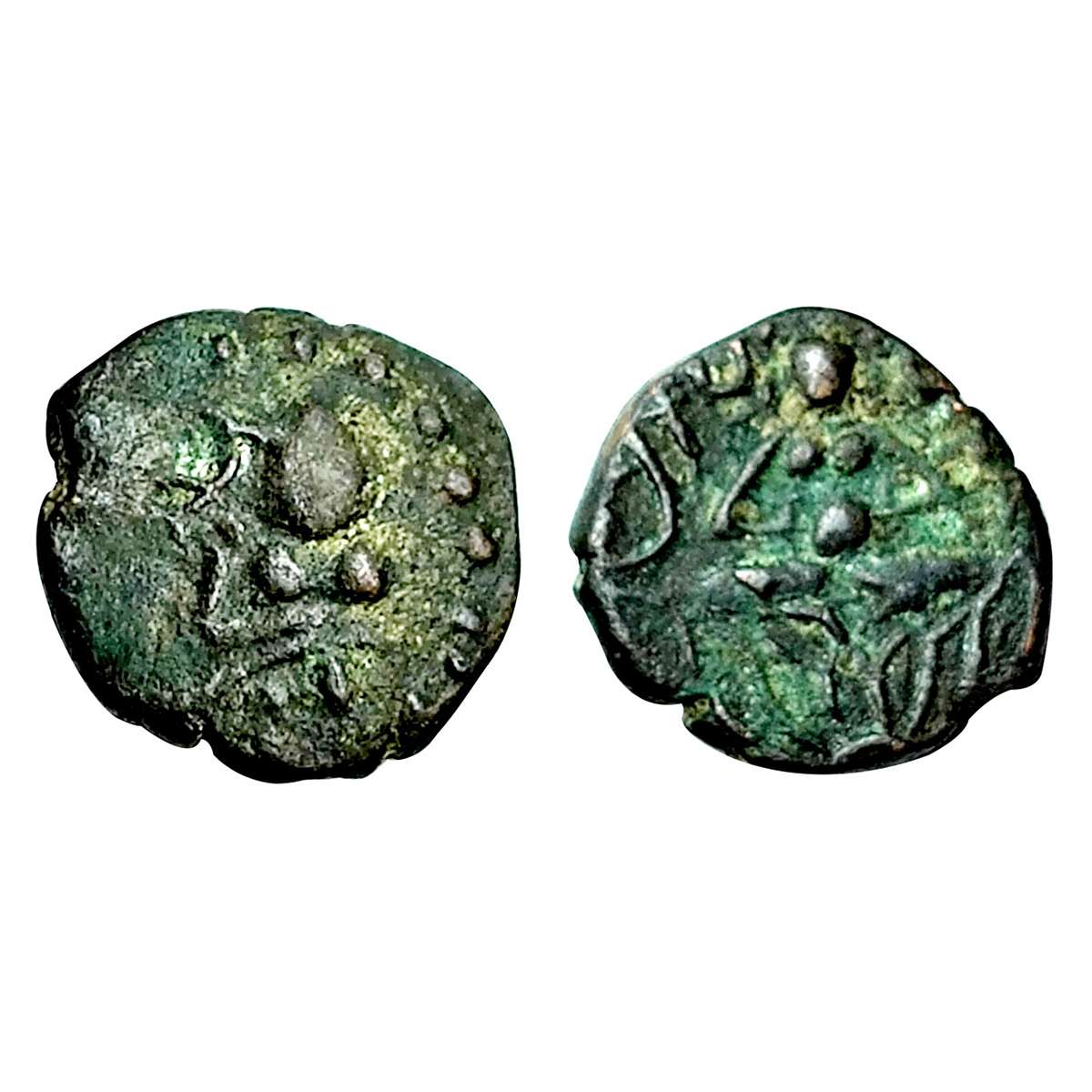 Kalachuris (c. AD 600-700), Bull / Lakshmi type, Copper, 1.33 g, a seated Nani Bull to rig