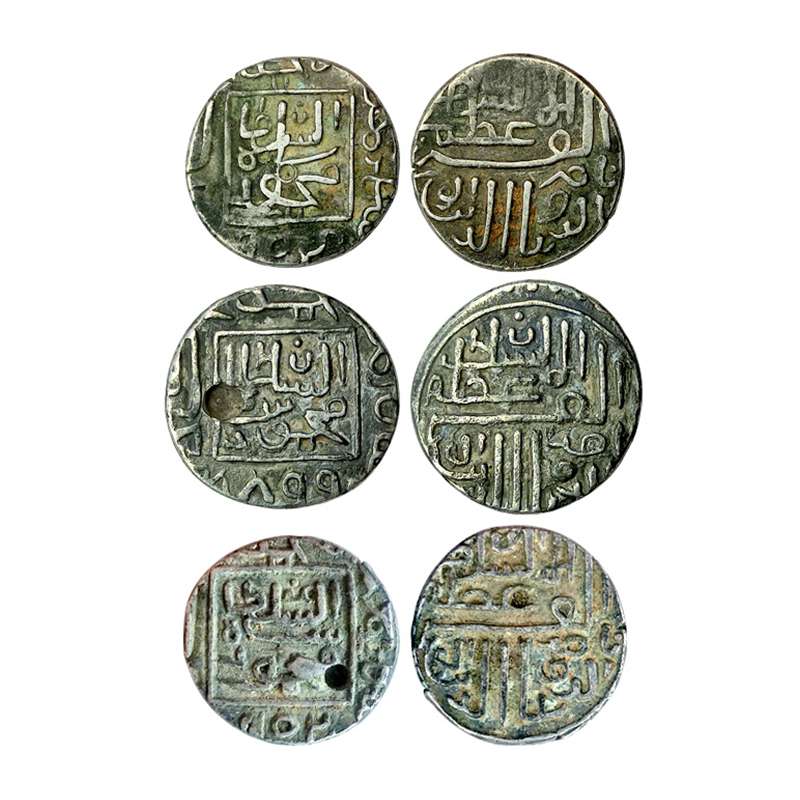 Gujarat Sultanate, Mahmud Shah I, Silver (3), ½ Tanka, Muhammadabad Shahr-i-Mukkaram mint,