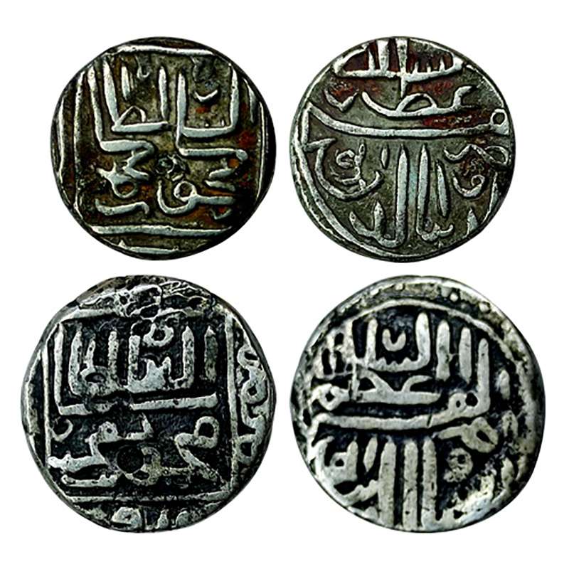 Gujarat Sultanate, Mahmud Shah I, Silver (2), 1 & ½ Tanka, Muhammadabad Shahr-i-Mukkaram m