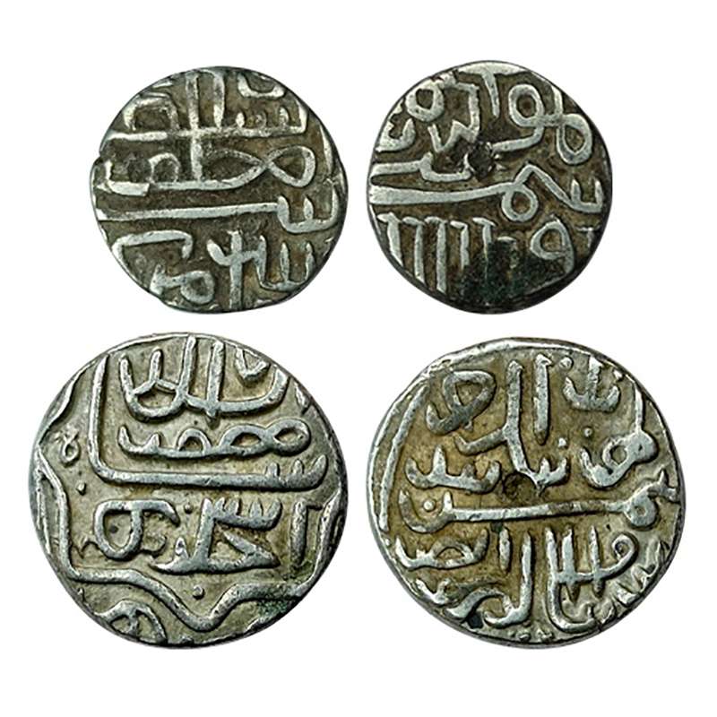 Gujarat Sultanate, Muzaffar Shah II, Silver (2), Tanka & ½ Tanka, (G&G# G242 & 243). Very 