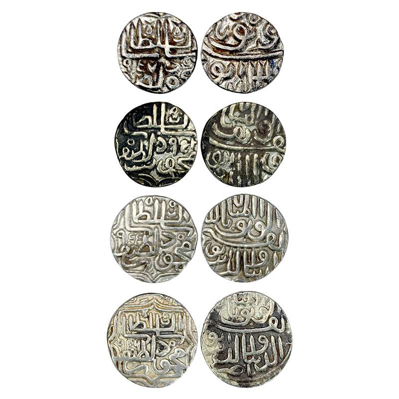Gujarat Sultanate, Mahmud Shah III (AD 1537-1553), Silver (4), Tanka, AH 954, 955, 956 and