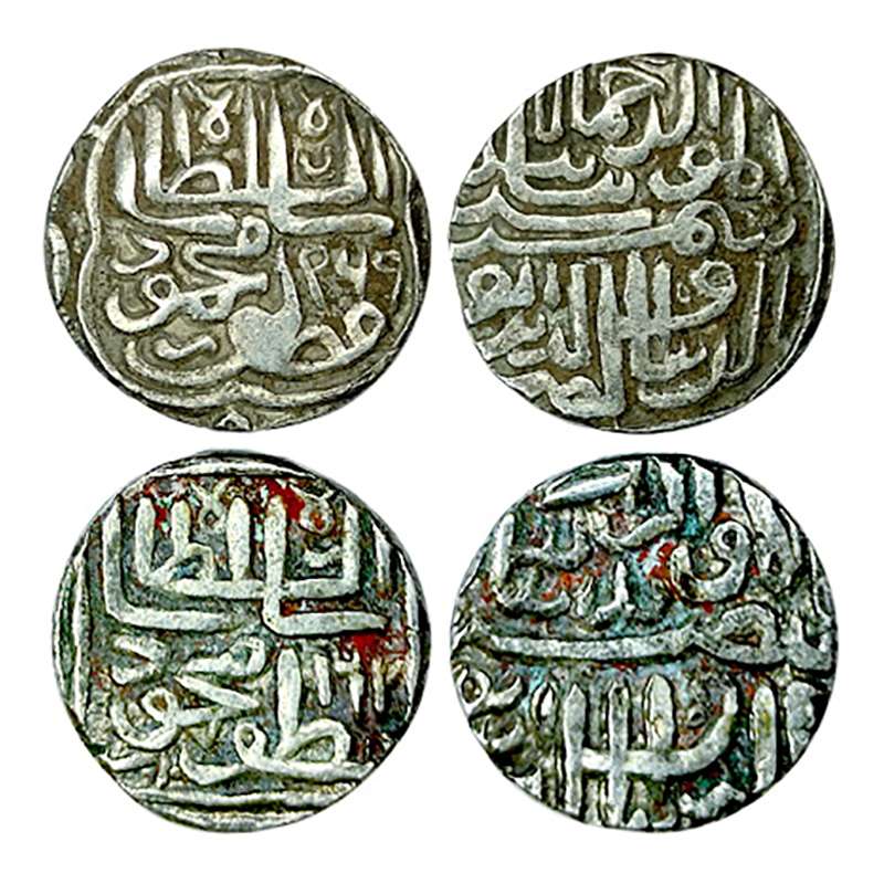 Gujarat Sultanate, Muzaffar Shah III (AD 1560-1573), Silver (2), Tanka, AH 962, & 969 erro