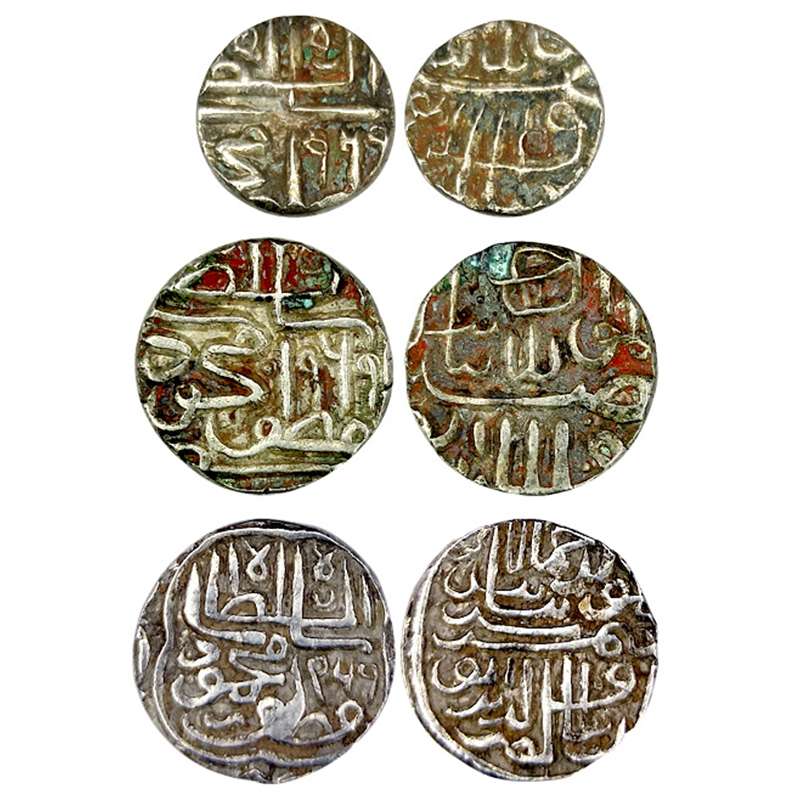 Gujarat Sultanate, Muzaffar Shah III, Silver (3), Tanka & ½ Tanka, AH 969, 969 error & 969