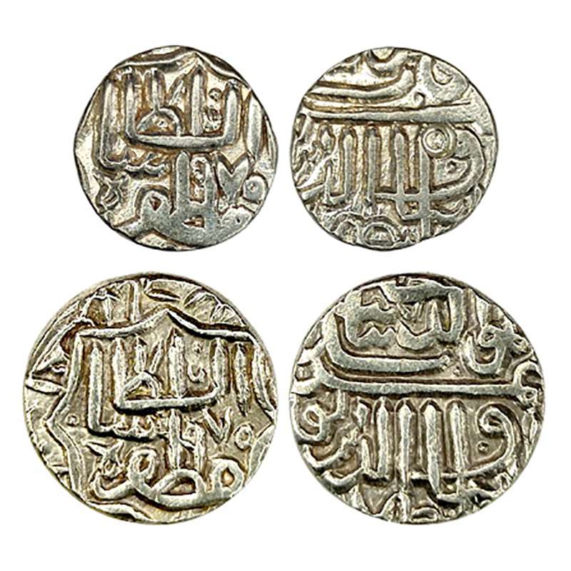 Gujarat Sultanate, Muzaffar Shah III, Silver (2), ½ Tanka & ¼ Tanka, AH 970 & 970, 80 Ratt