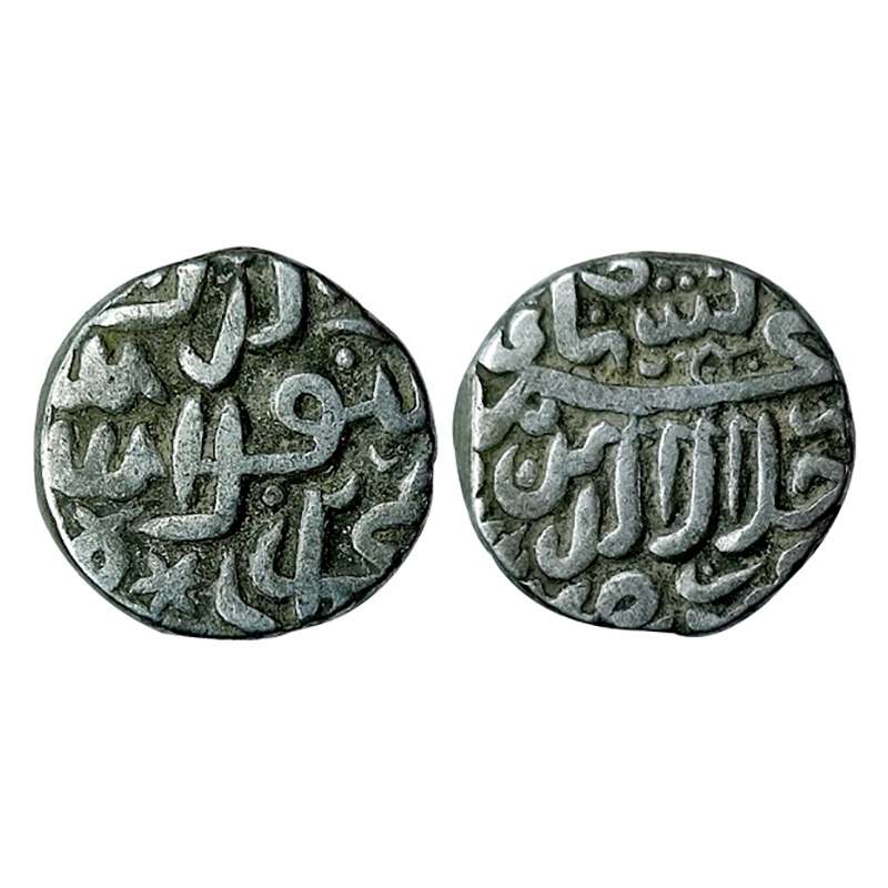 Akbar, Tanka, Silver, 6.90 g, Kalima type, Ujjain mint. Extremely Fine. ...
