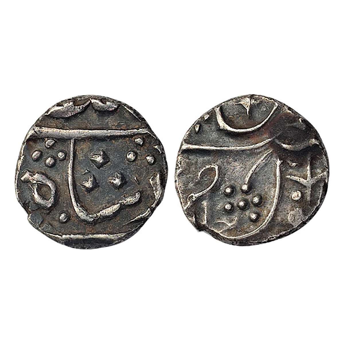 Marathas, Chandwad Mint, ½ Rupee, Silver, 5.51 g, in the name of Shah Alam II, mint name o