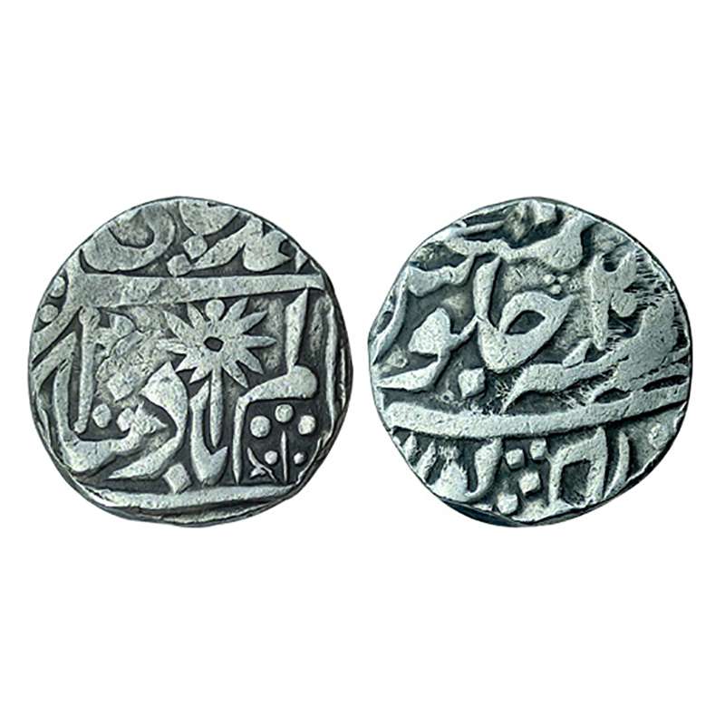 Silver, Chhatarpur, Rupee, Shah Alam II, RY 20, obv. Battle-Axe in Sa of Badshah. Full min