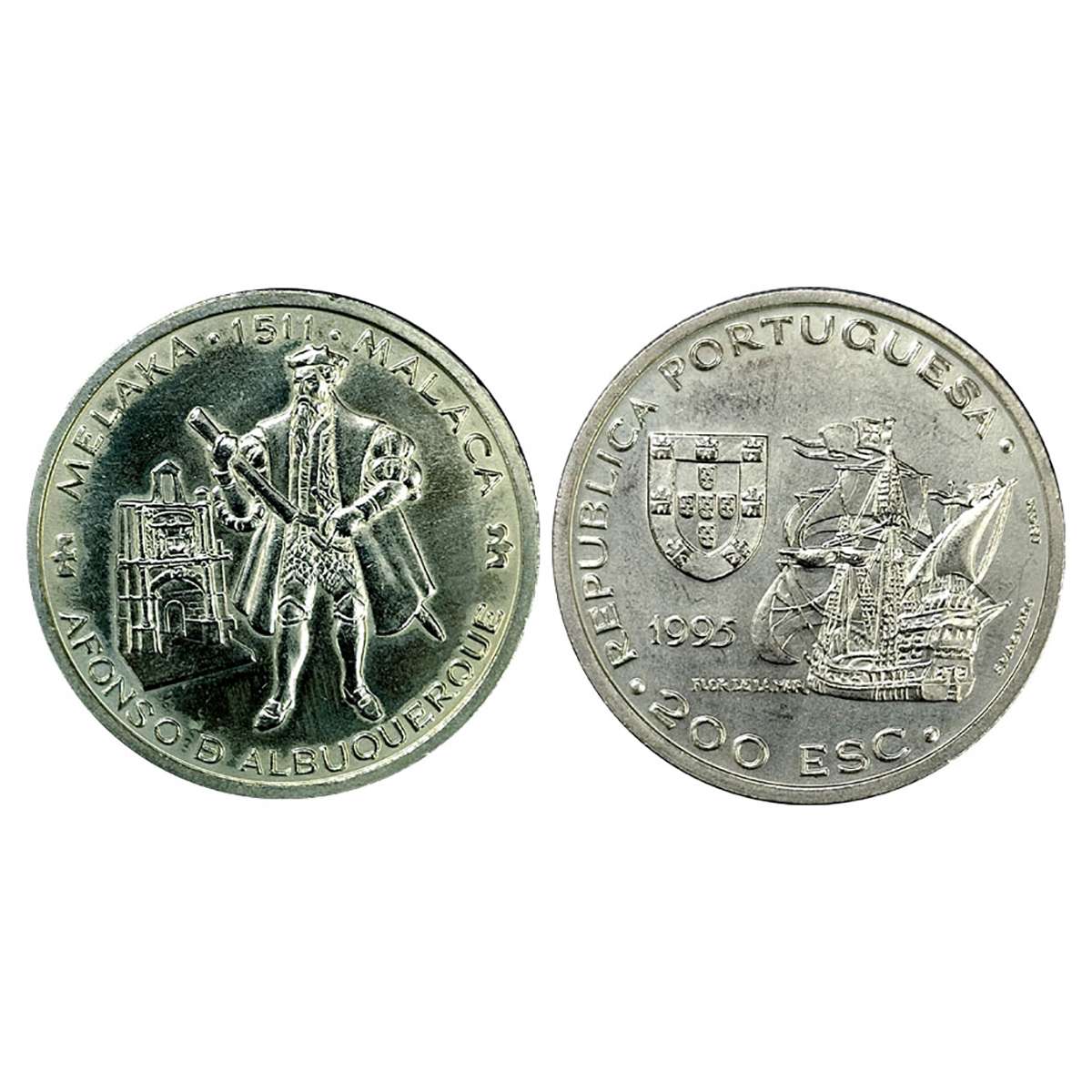 Cupro - Nickel, Portugal, 200 escudos, 1995, CuNi. Commemorating AFONSO D. ABUQUERQUE, the