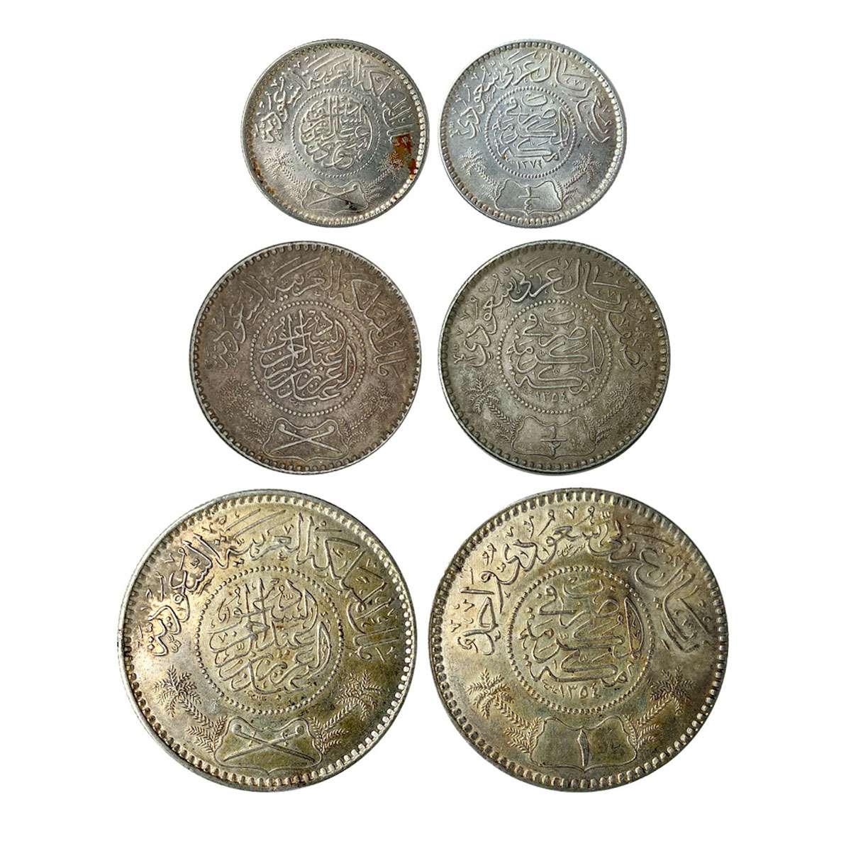 Saudi Arabia, Silver (3), 1 Dirham, ½ Dirham and ¼ Dirham. About Extremely Fine, Scarce. (
