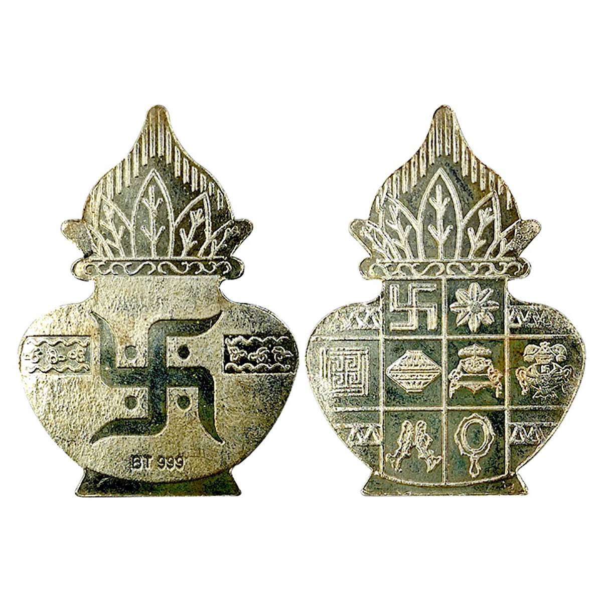Swastika, Silver Bar, 5 g. Plamchet in the shape of a kalasha, UNC. Rare....