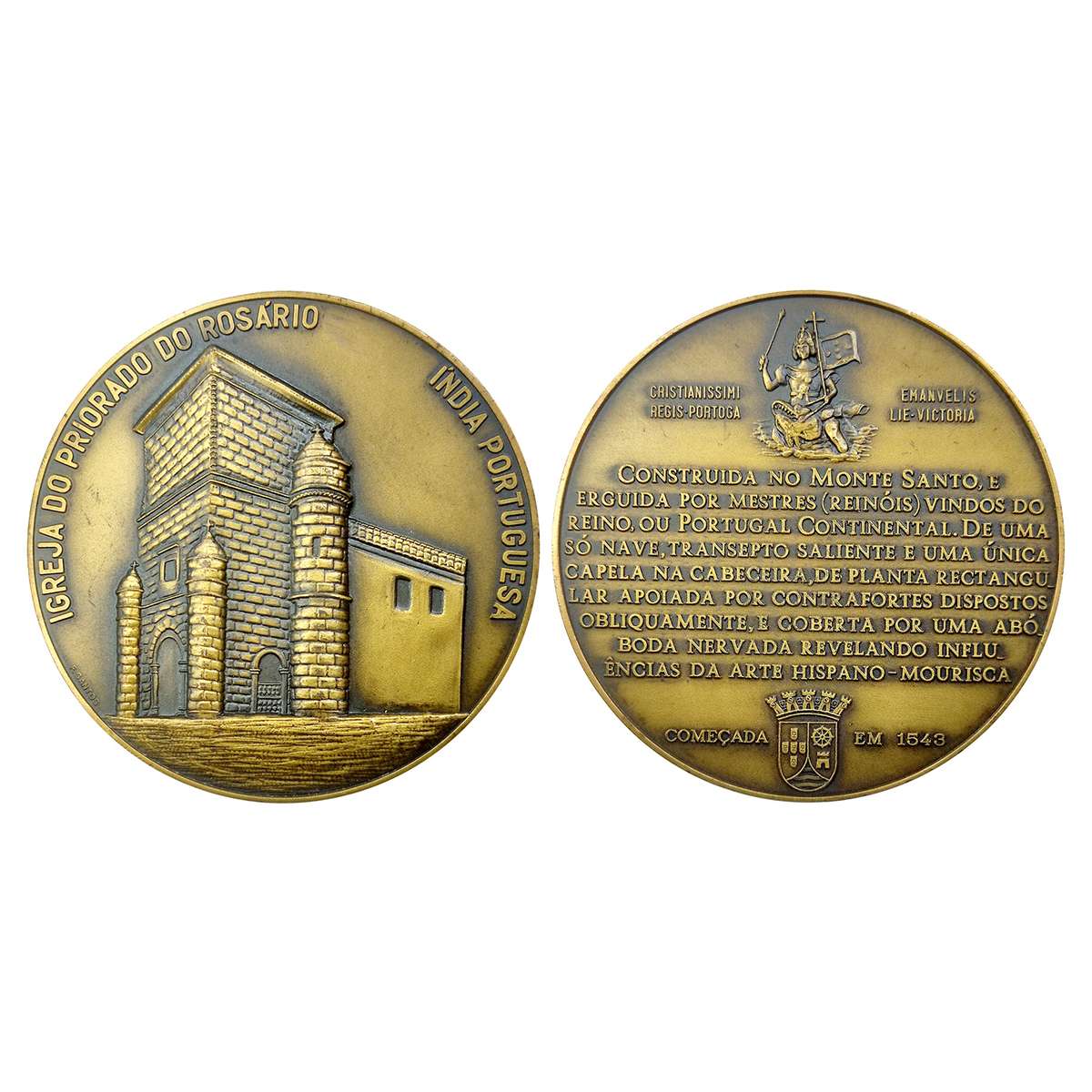 Indo Portugese, Goa, The Rosario Church, Bronze Medal, 200 g. obv. Church and legend in tw