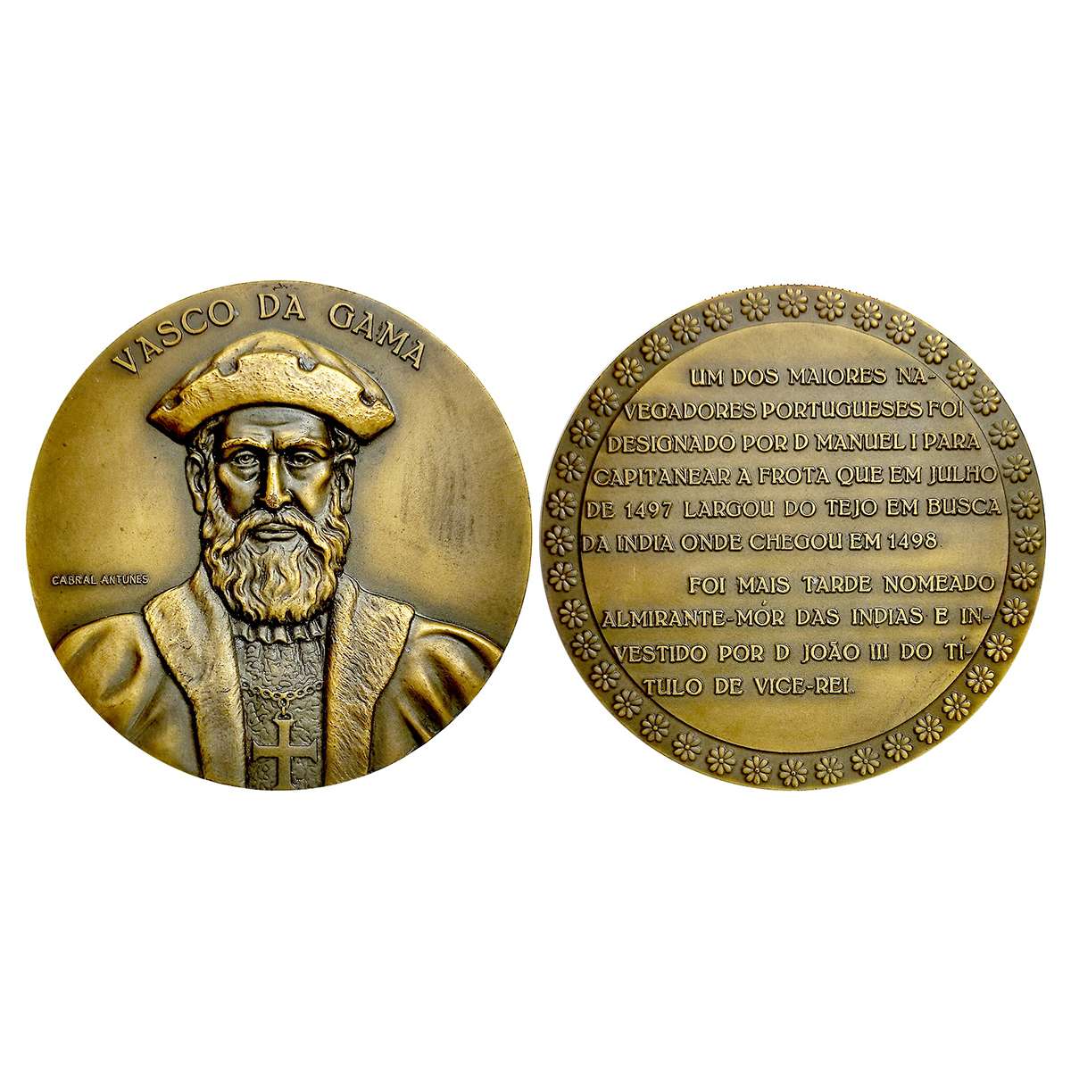 Indo Portugese- 5th Centennial of Portuguese Discovery of India, Bronze Medal, 100 gm, obv