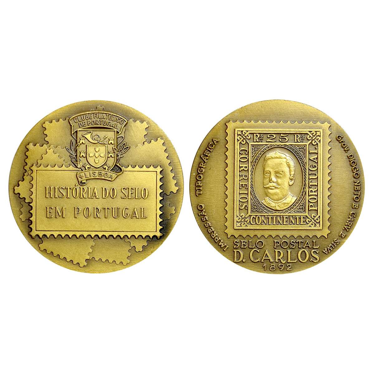 Indo Portuguese Monarchs, Bronze Medal, 40g. CARLOS I(1892 ). Obv: Portrait and date rev. 