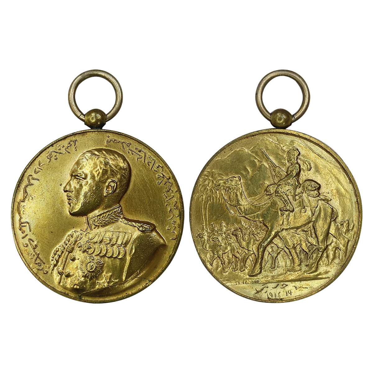 Bahawalpur, Bronze-Gold Gilt Medal, 1st World War, rev. soldiers on camel, awarded to 1017