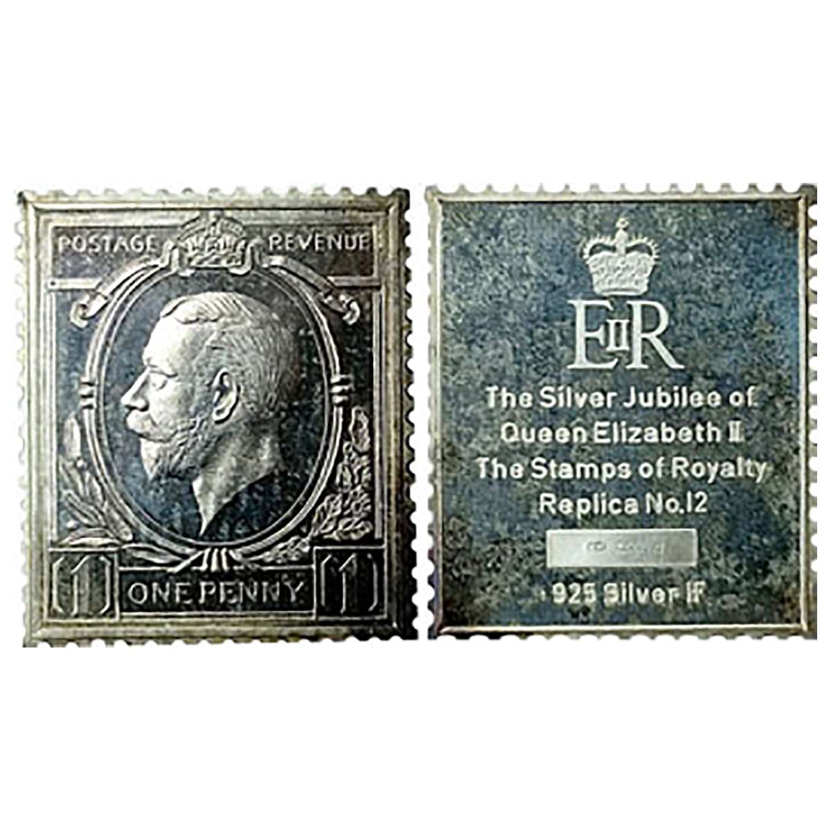 Proof Stamp Silver Ingot, 12 g, GREAT BRITAIN, One Penny stamp of George V. Limited Editio