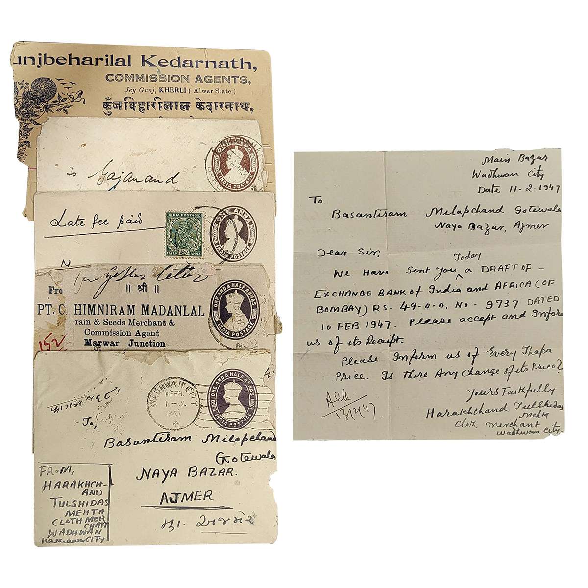 Paper, Indian Postal Covers of George V and George VI periods, with appropiate post marks 