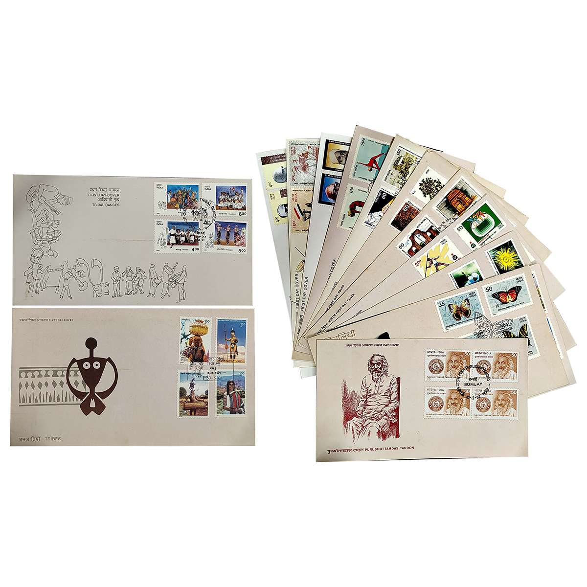 Paper, India Post, First Day Covers, 1981-2001, All with FOUR stamps each on respective th