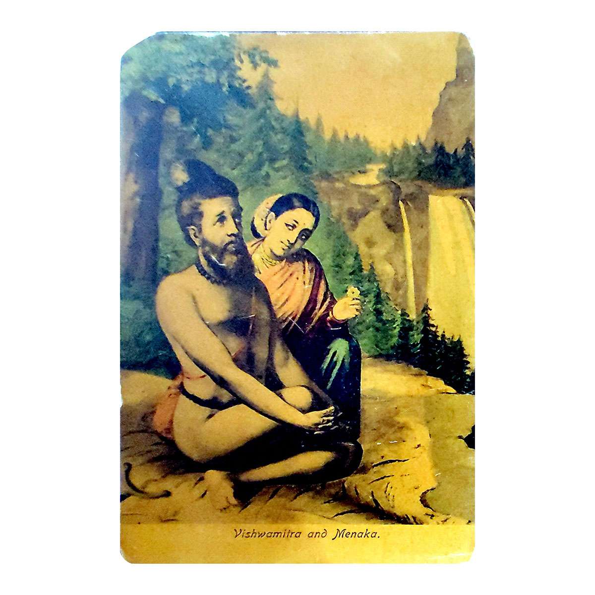 Paper, Vishvamitra and Menaka depicted on a Postcard of Raja Ravi Varma, c. 1900s; Vishvam