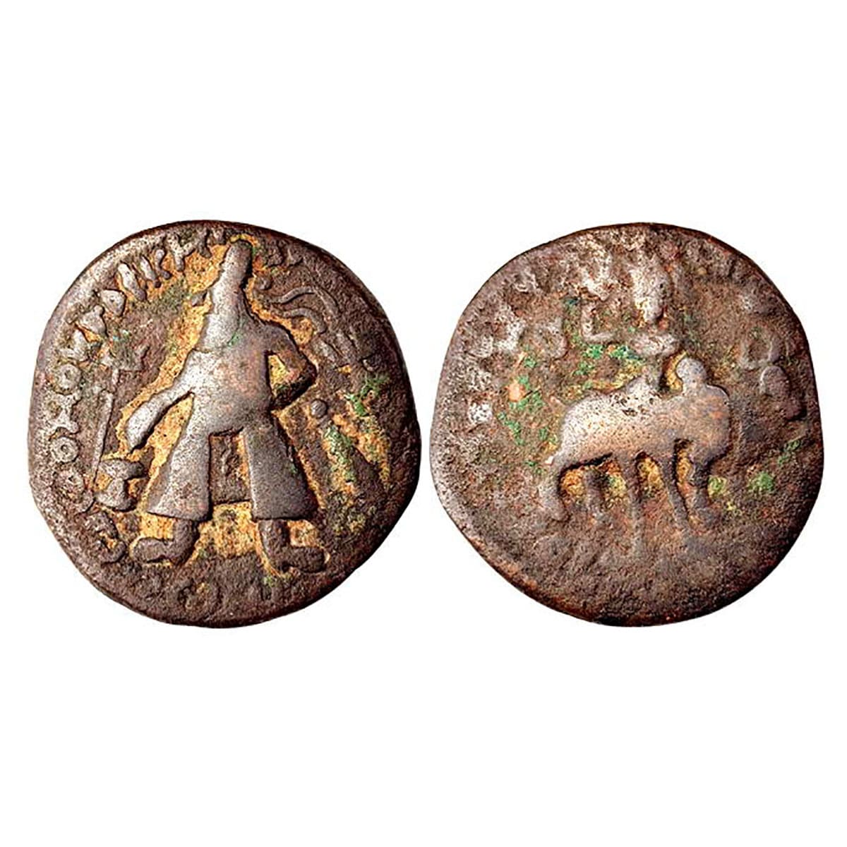 Kushanas, Vima Kadphises (AD 100-127/8), Copper Unit, 15.75 g, obv. king standing facing h