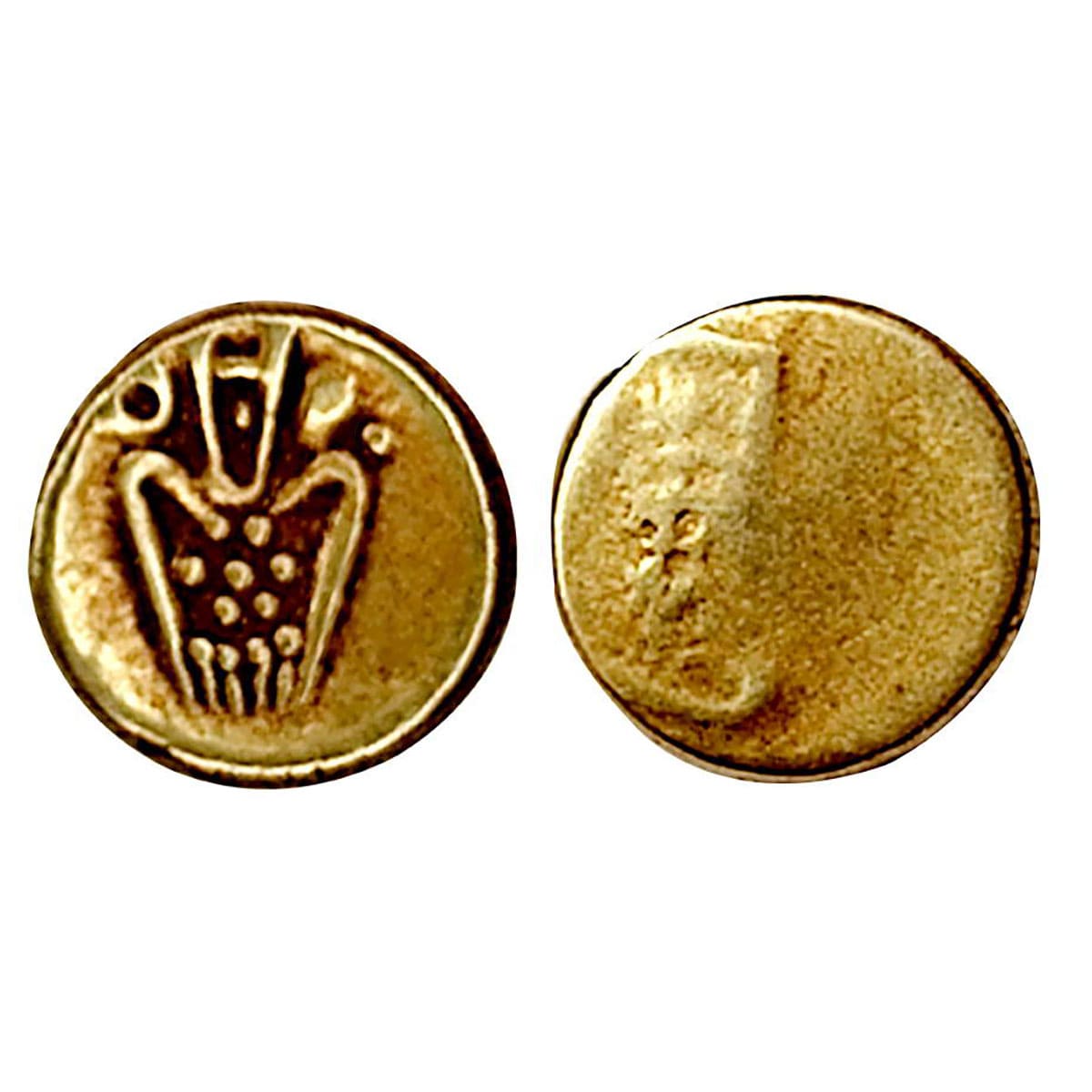 Vira Raya, Coorg, Gold Fanam, 0.36 g, obv. stylized lion standing right with crescent abov