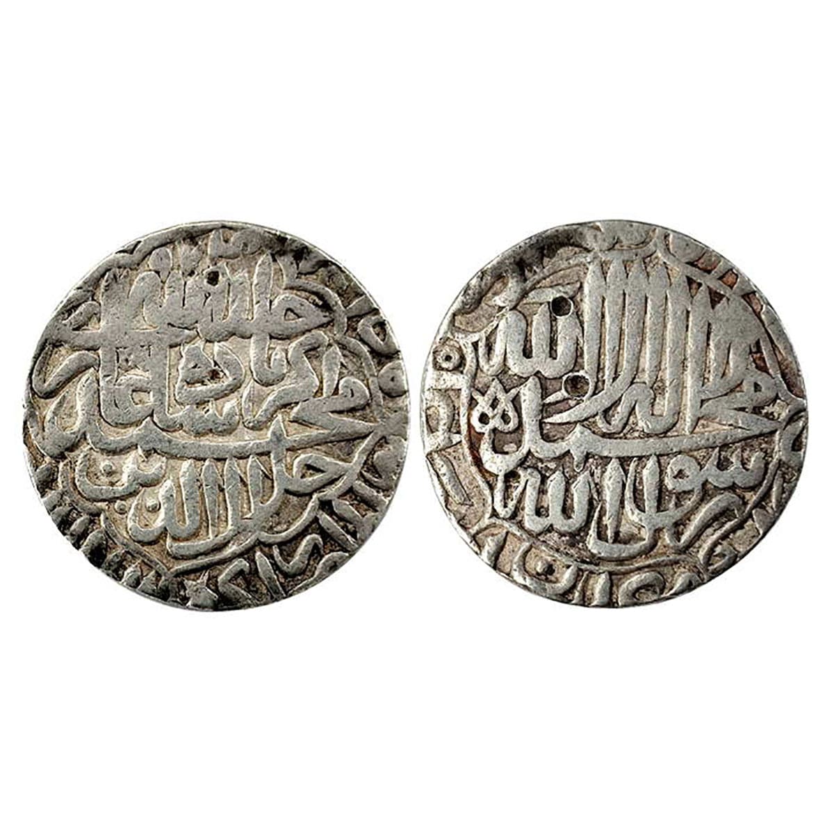 Akbar, Agra mint, Silver, Rupee, Kalima type, mint name at bottom-right on rev, AH 974. Br