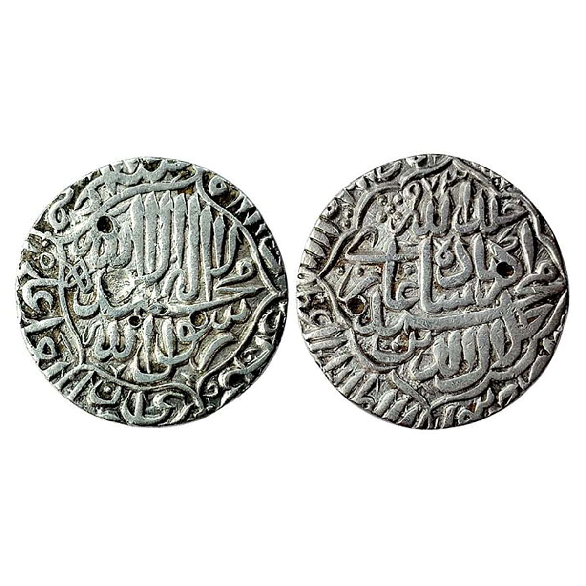 Akbar, Jaunpur mint, Silver, Rupee, Kalima, lozenge type, mint name at bottom-right on rev