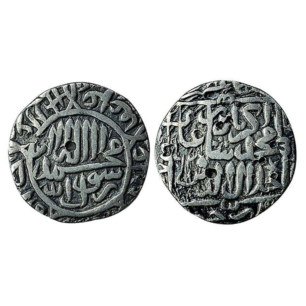 Akbar, Jaunpur mint, Silver, Rupee, Kalima, Square-area type, mint name at bottom on rev, 