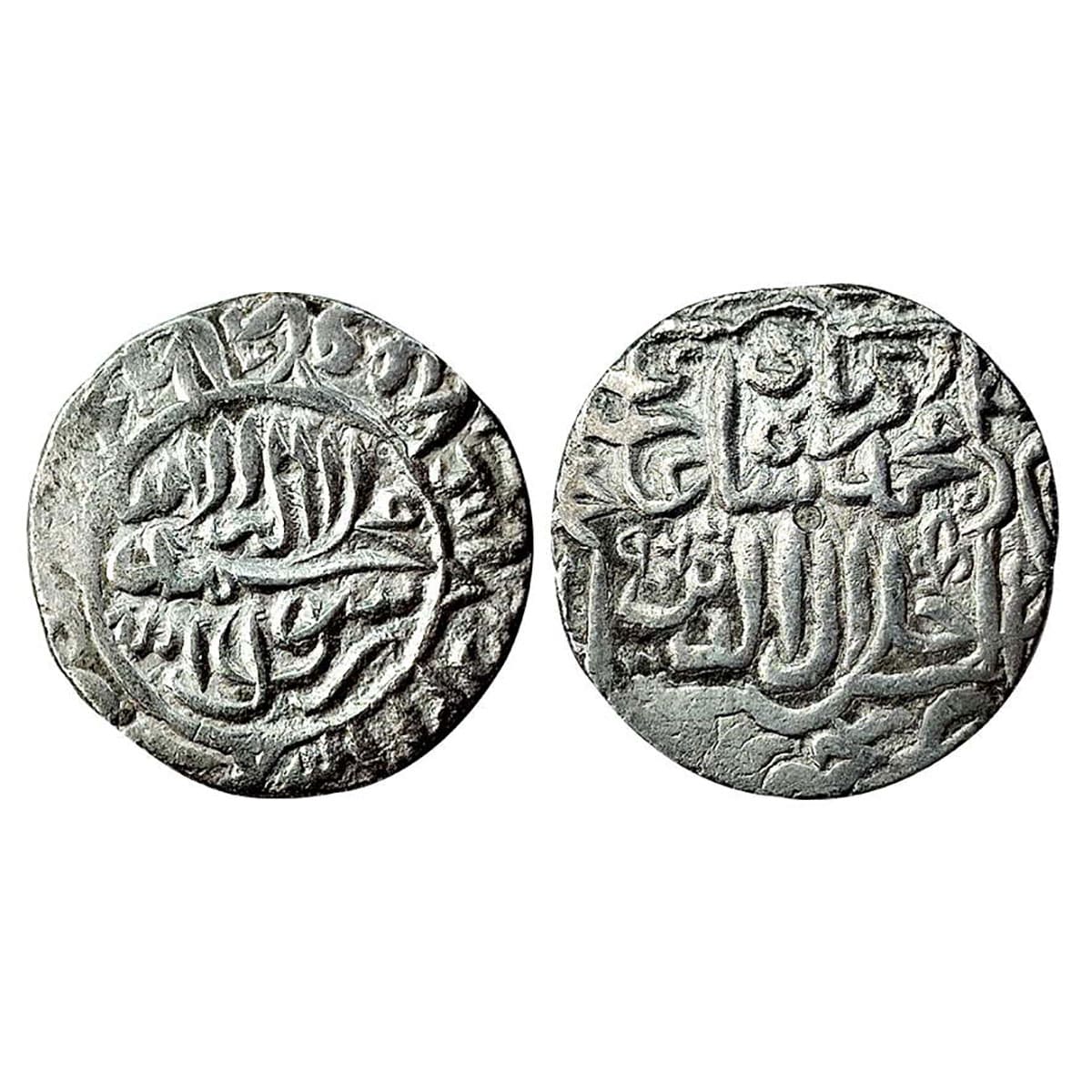 Akbar, Jaunpur mint, Silver, Rupee, Kalima, Square-area type, mint name at bottom on rev, 