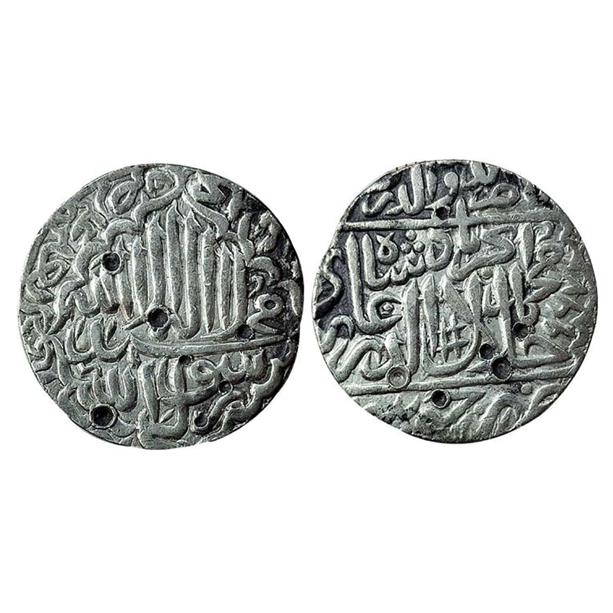 Akbar, Jaunpur mint, Silver, Rupee, Kalima, Square-area type, mint name at bottom on rev, 
