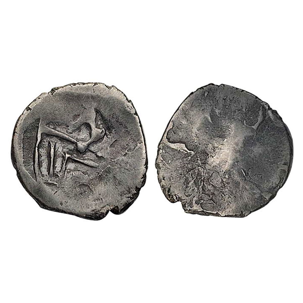 Manipur, Moiramba (AD 1278-1302), Bell metal, 1.14 g, 2 Annas, obv. ‘Sri Ram’ in Proto-Mai