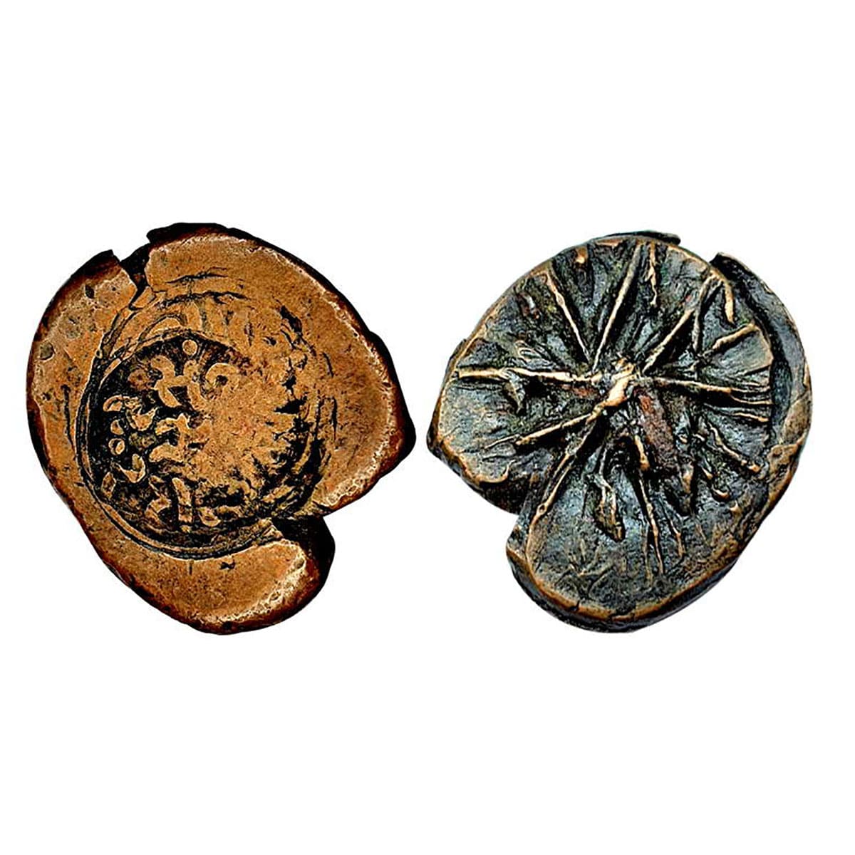 Bhavnagar, Copper Weight, 12.94 g, Nagari legend Sam(sthan) Bhavnagar in the upper half an