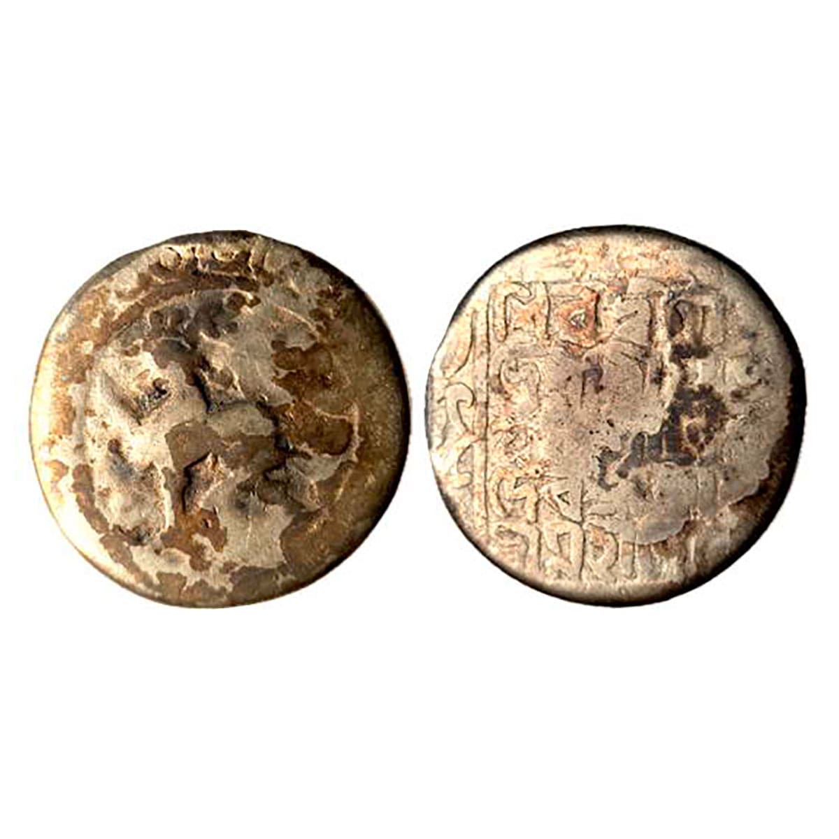 Tripura, Krishna Manikya (AD 1760-1783), silver Tanka, 9.33 g. Obv: Lion facing left, stan