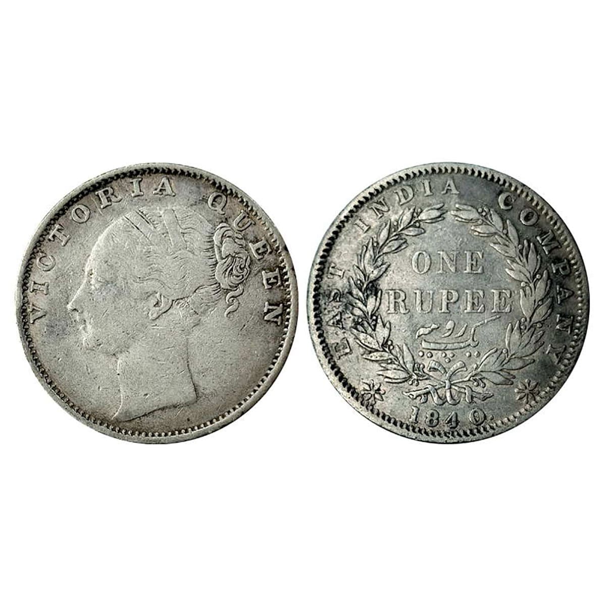 Victoria Queen, Silver, Rupee, 1840, Contineous Legend, Broken 4 on Rev. Extremely Fine, S