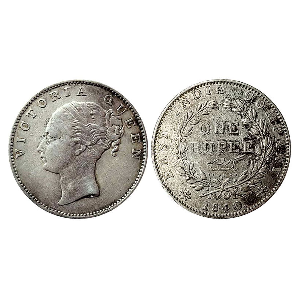 Victoria Queen, Silver, Rupee, 1840, Contineous Legend, Madras Mint. About Extremely Fine,