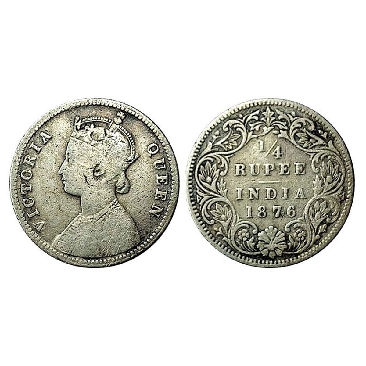 Victoria Queen, Silver, ¼ Rupee, 1876. Very Fine, Scarce. ...