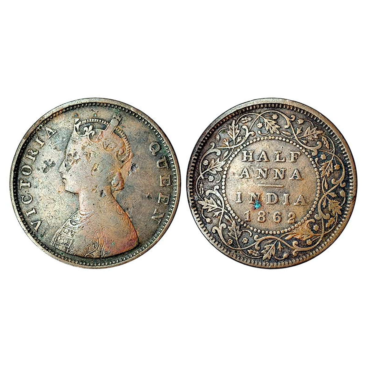 Victoria Queen, ½ Anna, Copper, 1862. Very Fine+, Scarce. ...