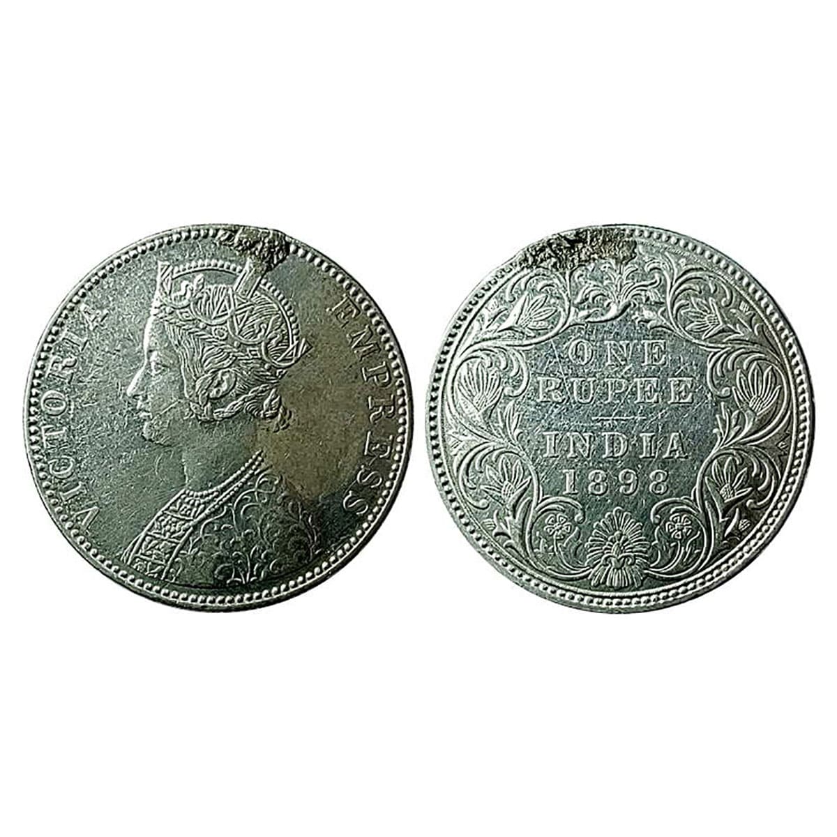 Victoria Empress, Silver, Rupee, 1898, B incused, Bombay mint. Ex-mount, Scarce. ...