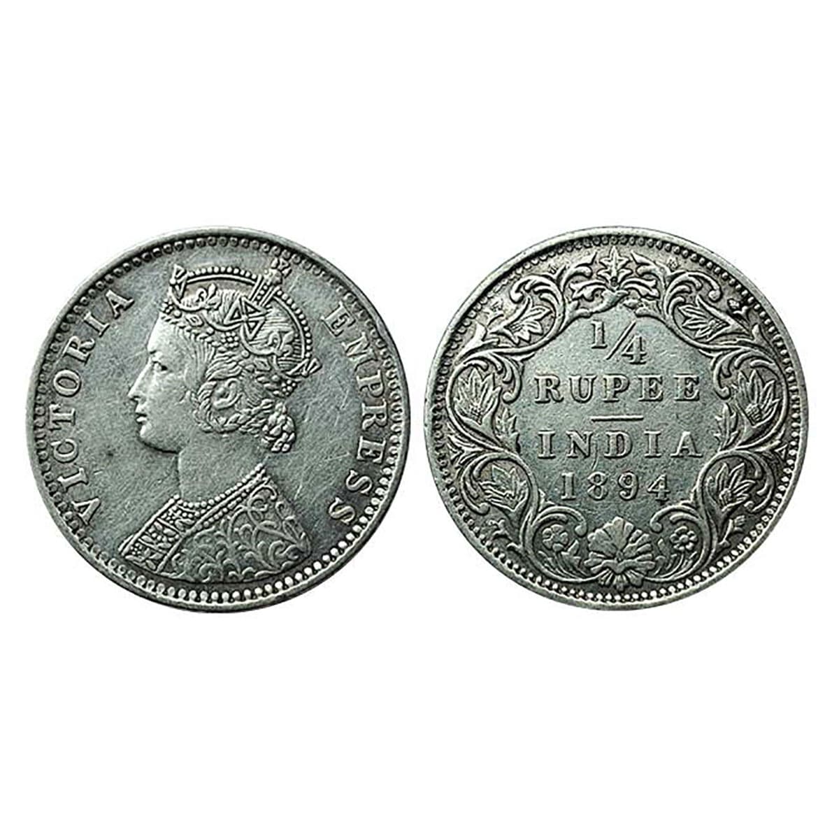 Victoria Empress, Silver, ¼ Rupee, 1894, B incused, Bombay mint. Very Fine+, Scarce. ...