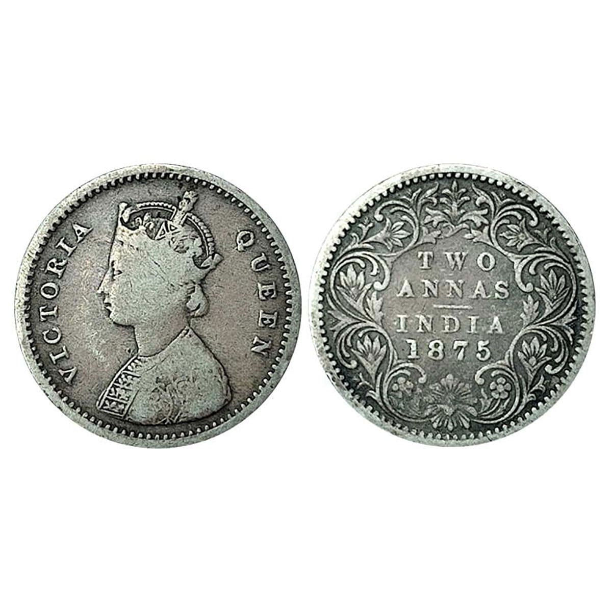 Victoria Empress, Silver, 2 Annas Mule, 1875, Bombay Mint. Very Fine, Rare. ...